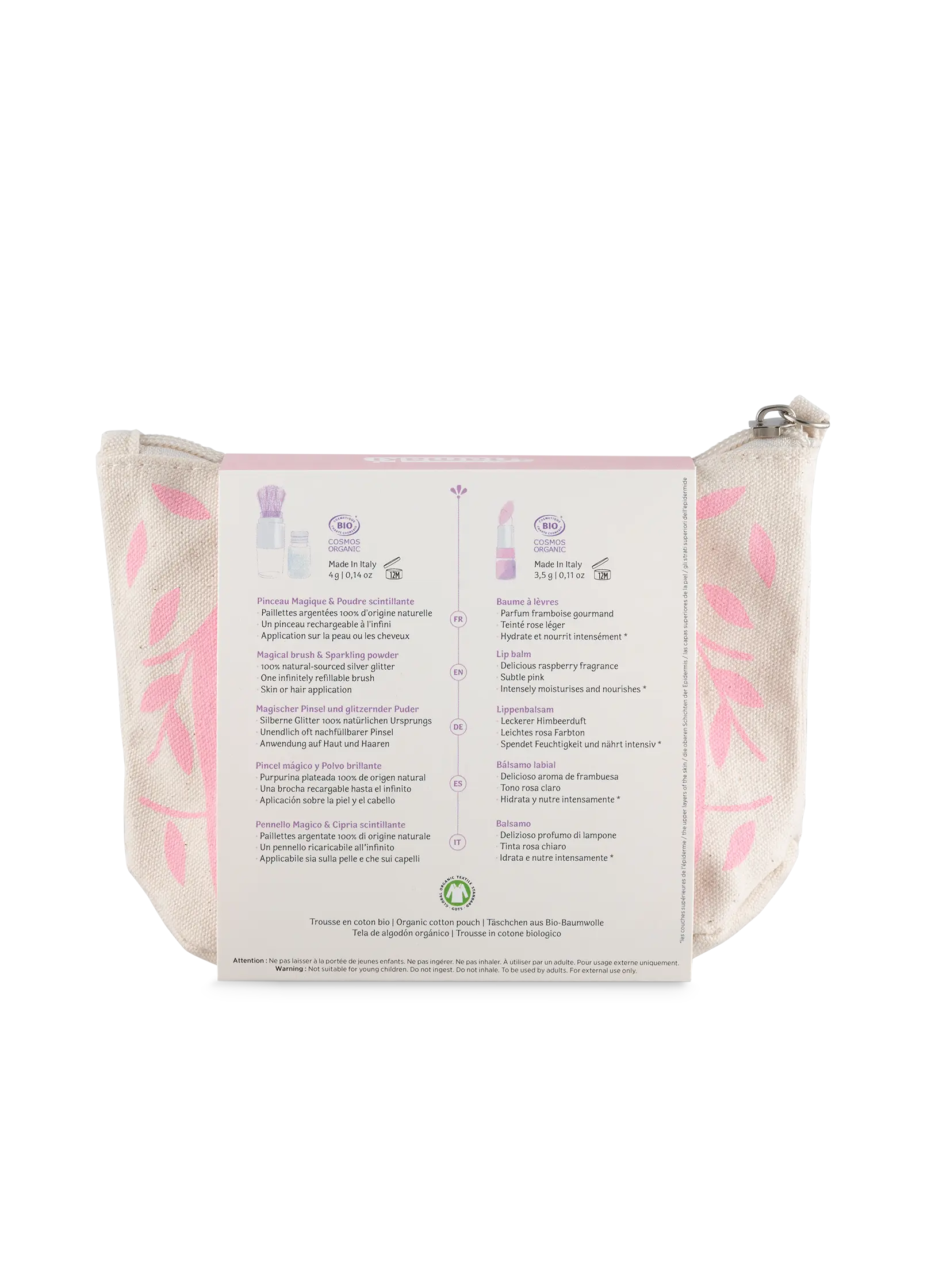 Kosmetyczka różowa z cieniami do powiek i błyszczykiem dla dzieci Namaki