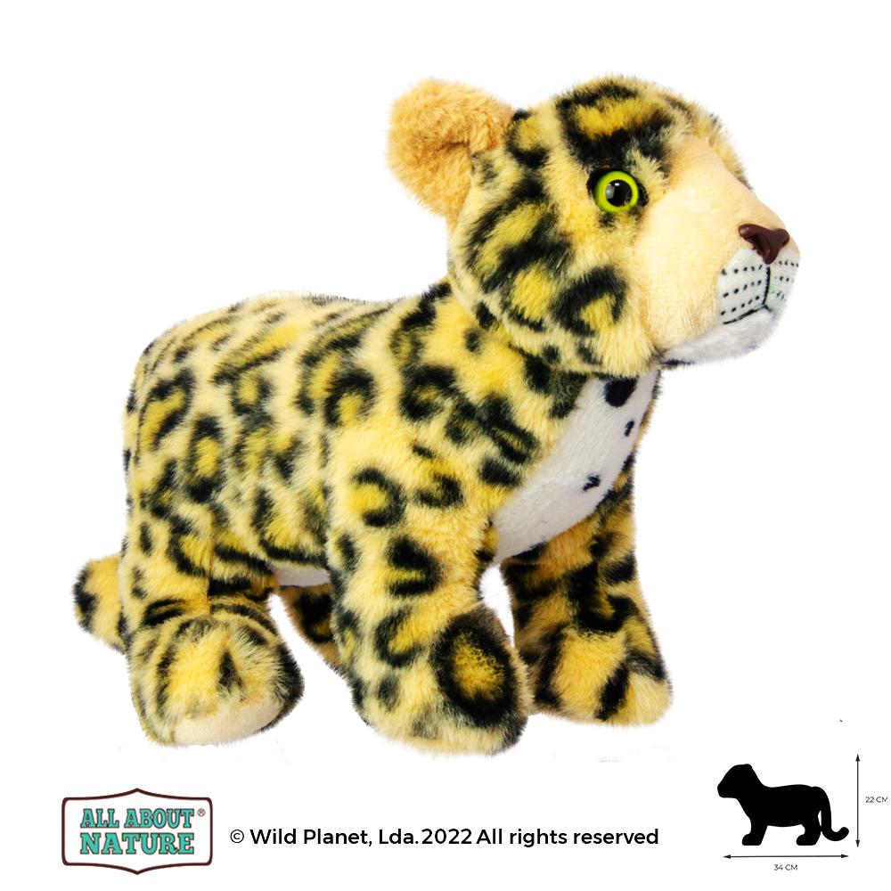 Pluszak leopard dla dzieci marki Wild Planet miękki pluszowy lampart z zielonymi oczami